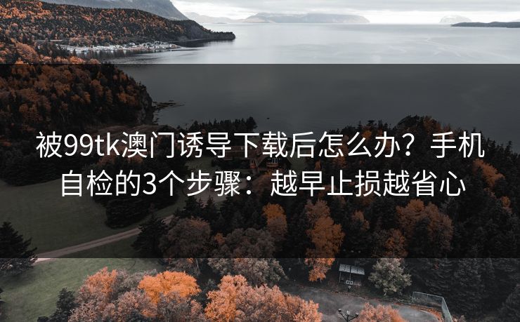 被99tk澳门诱导下载后怎么办？手机自检的3个步骤：越早止损越省心